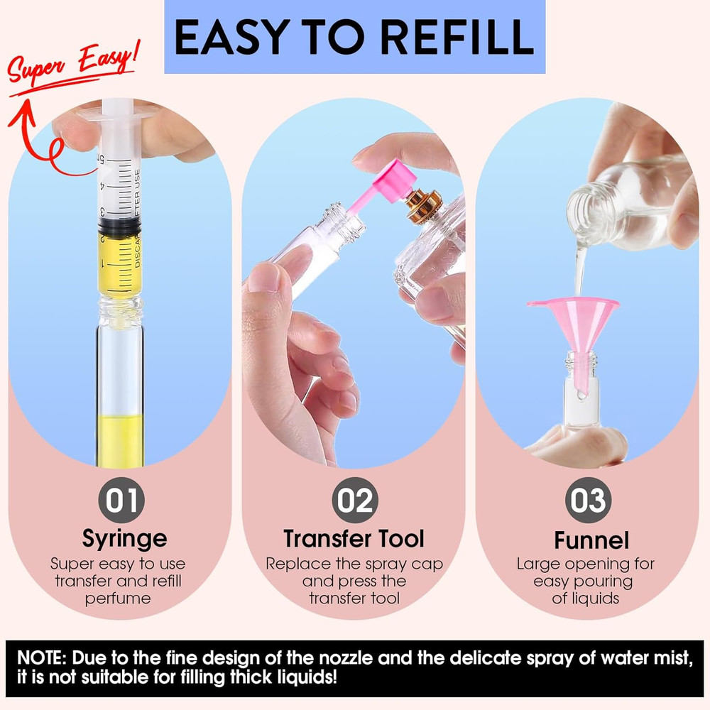 6 Pack 8ML Empty Perfume Atomizer Cologne Travel Spray Bottle for Refill Portabl
