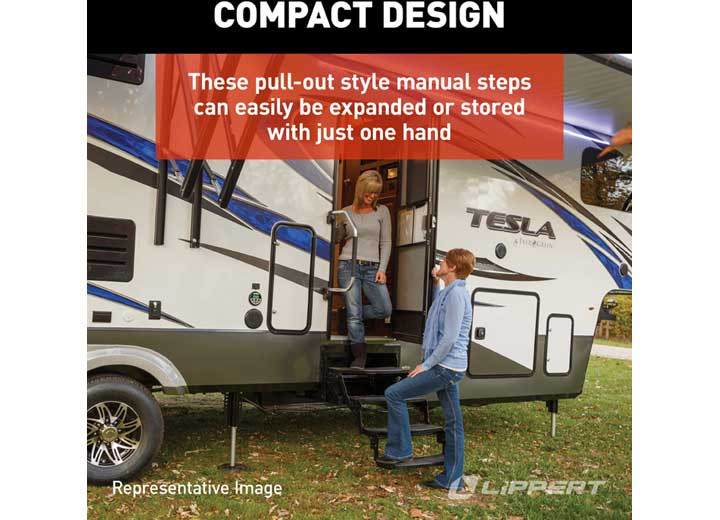 Lippert 432682 Radius Manual RV Step - 24" Wide Double 8" Step
