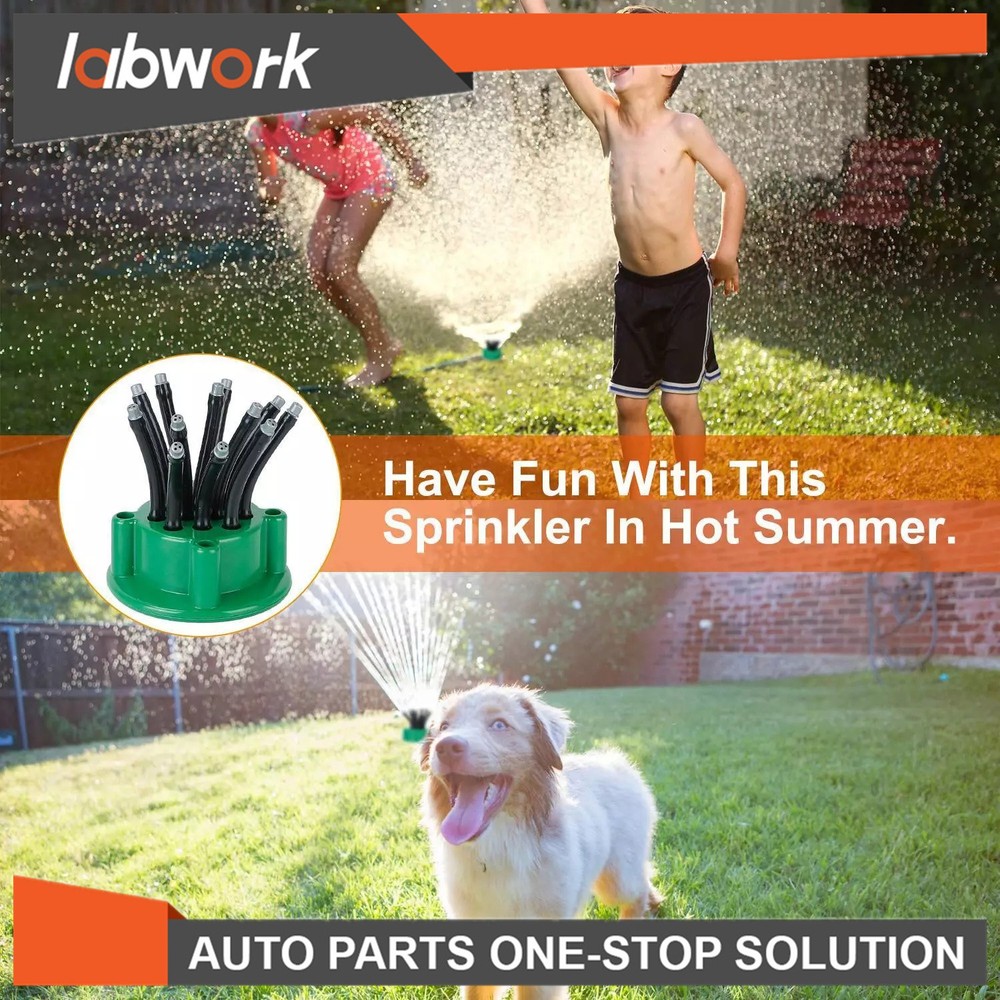 Labwork Adjustable 12 Tubes Garden Yard Lawn Water Sprayer System Tools 360°