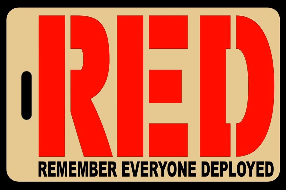 Lo-Viz Tan - RED - Remember Everyone Deployed - Bag Tag - Personalized