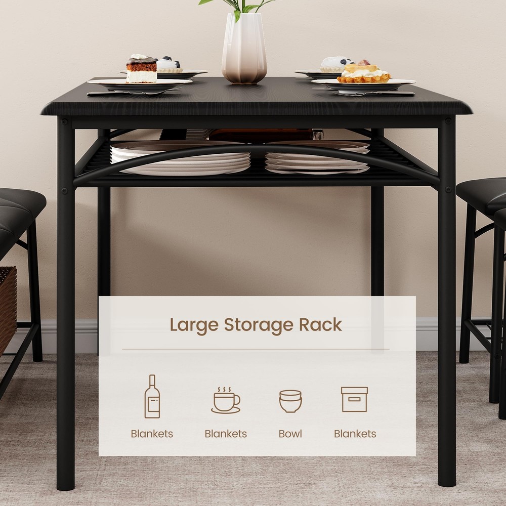 Dining Table Set for 4 Kitchen Table Set w/Upholstered Bench and Stools Storage