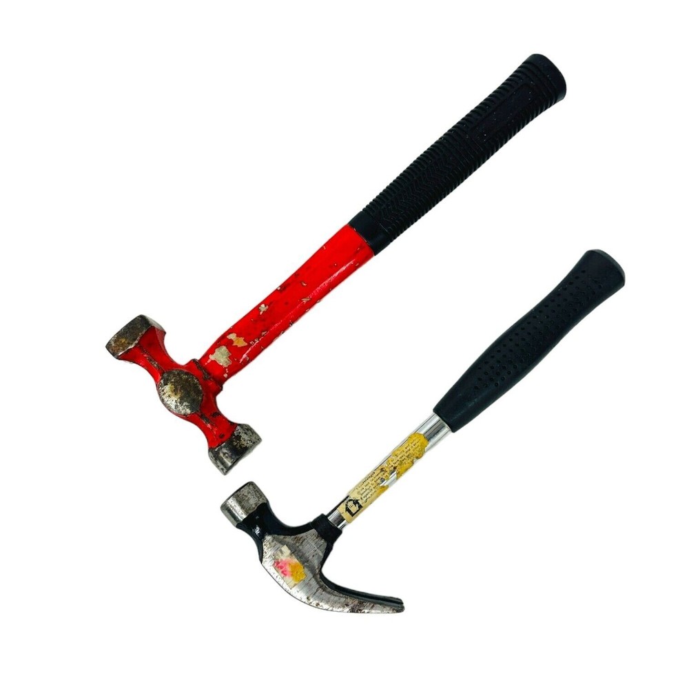 2 Pcs Assorted Curved Claw and Double Face Hammer Hand Tool Set
