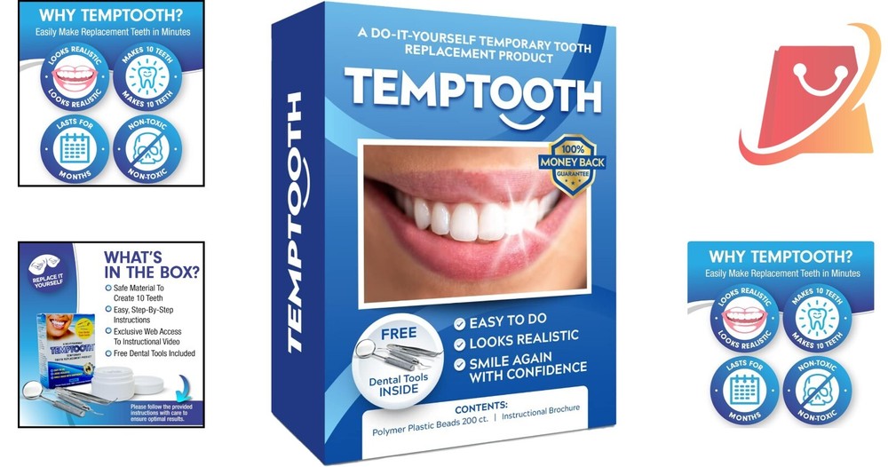 Temporary Tooth Replacement Kit Moldable Approved Easy Fix for Missing Teeth