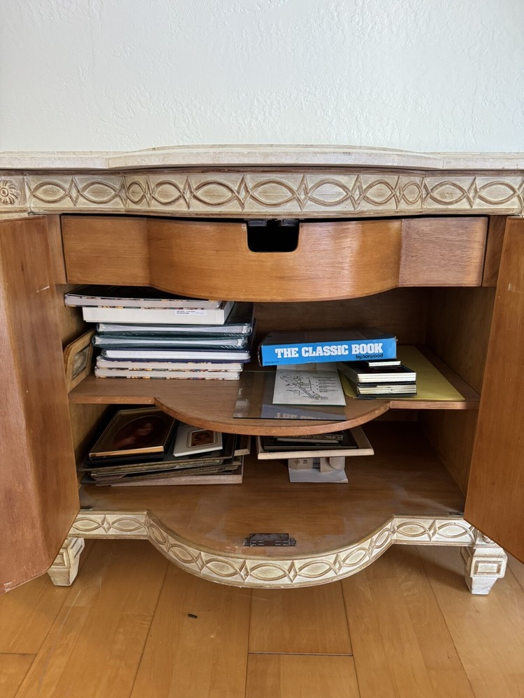 Vintage Drexel Credenza Sideboard Buffet with Marble Top