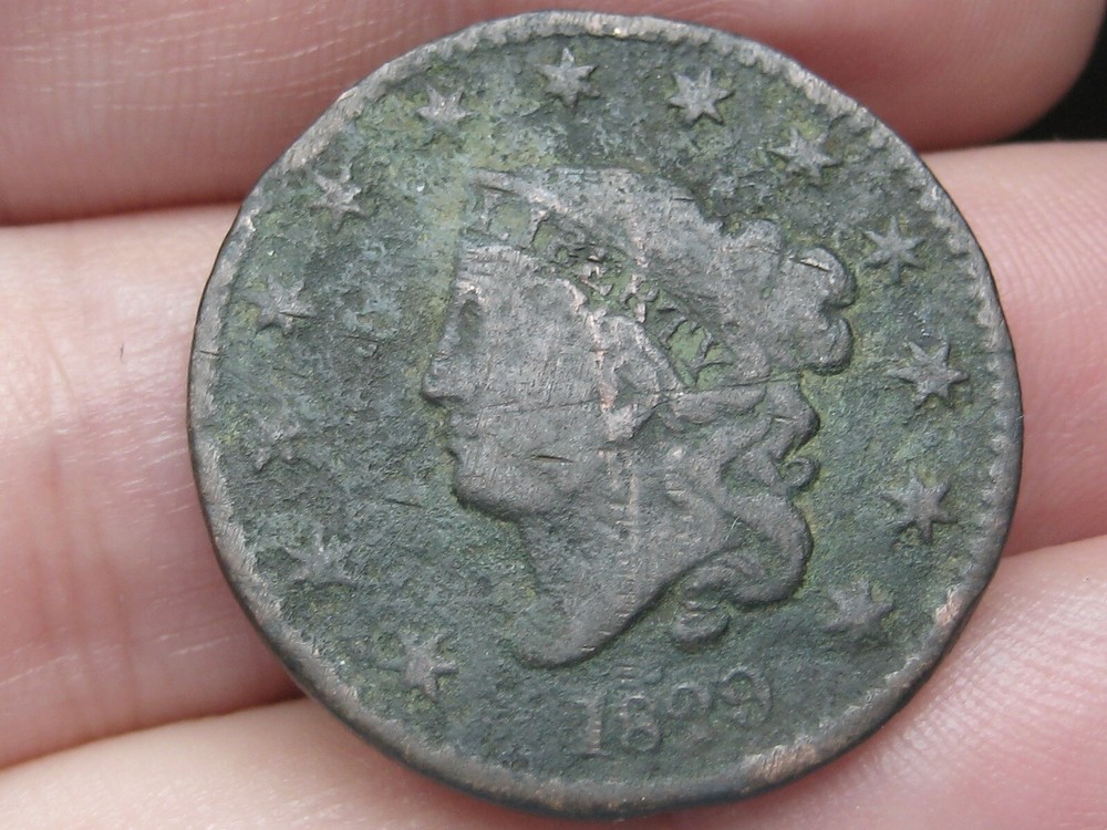1829 Matron Head Large Cent- Large Letters, Good/VG Details