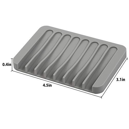 3 Pack Self-Draining Silicone Soap Dish Holder for Shower Bathroom Kitchen