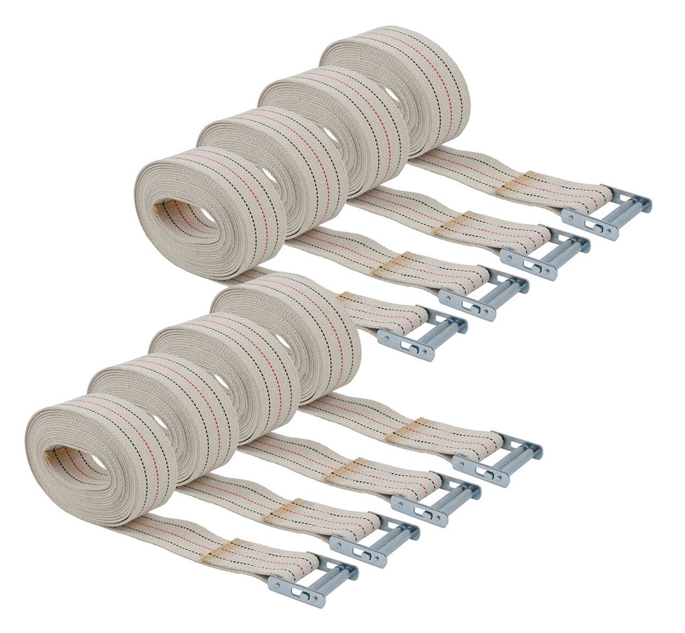 (8 Pack) 2" x 15' Piano Strap with Roller Buckle, Web Strap