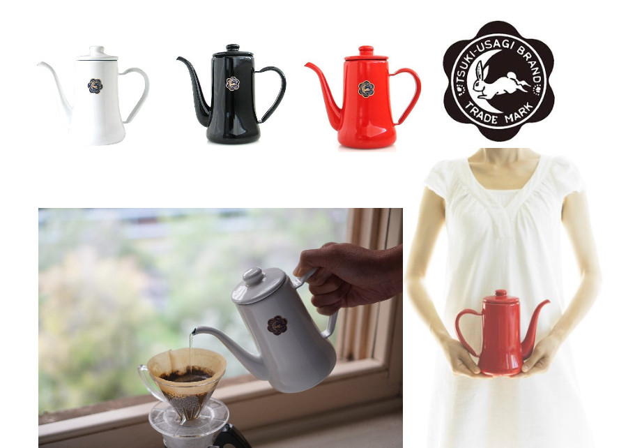 New Tsuki Usagi Jirushi Slim Pot Coffee Pot 1.2L and 0.7L Japan