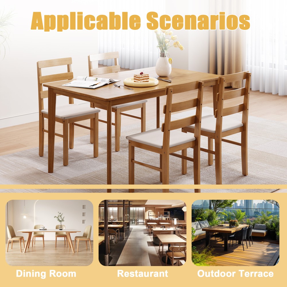 Solid Wood Dining Table And Chair Set Table and Chair Set 1 Table 4 Back
