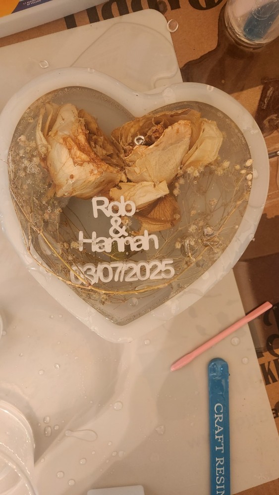Large Heart Shaped Epoxy Resin Art
