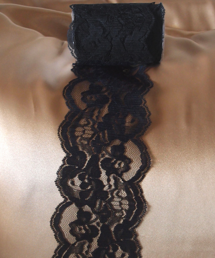 4" Black Lace Ribbon - 10 Yards