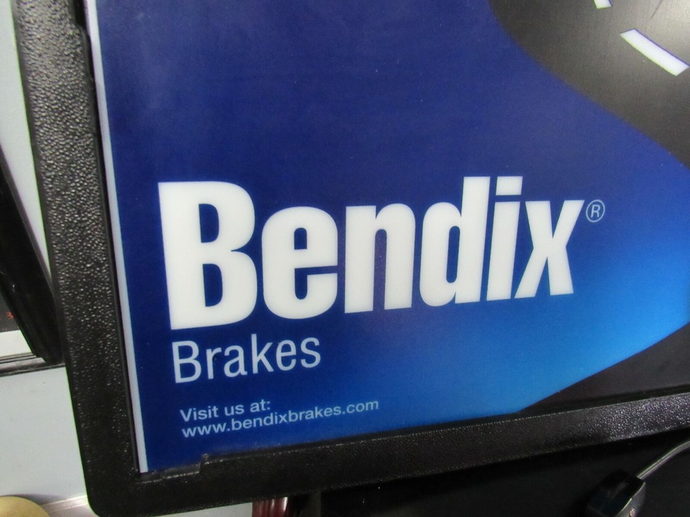 Large Bendix Stop Here Brakes Shop clock lighted plastic sign black frame