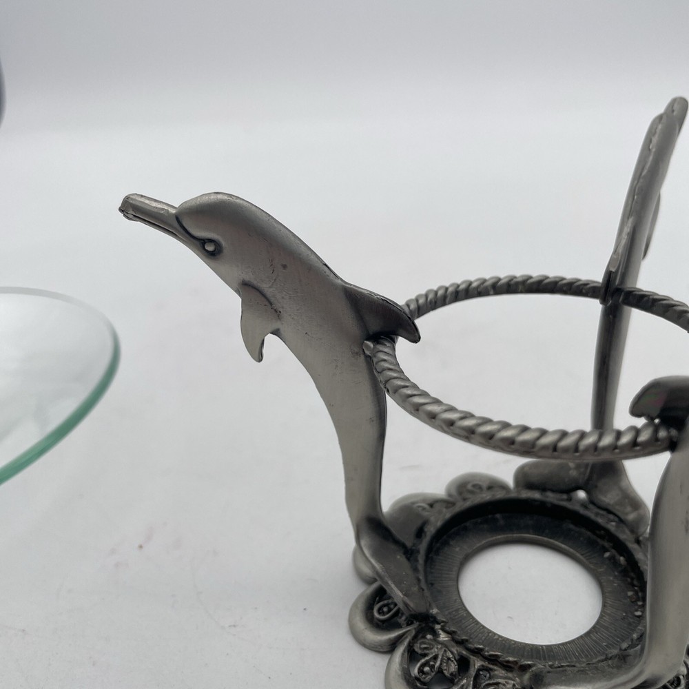 Vintage Pewter Incense Burner-Dolphins