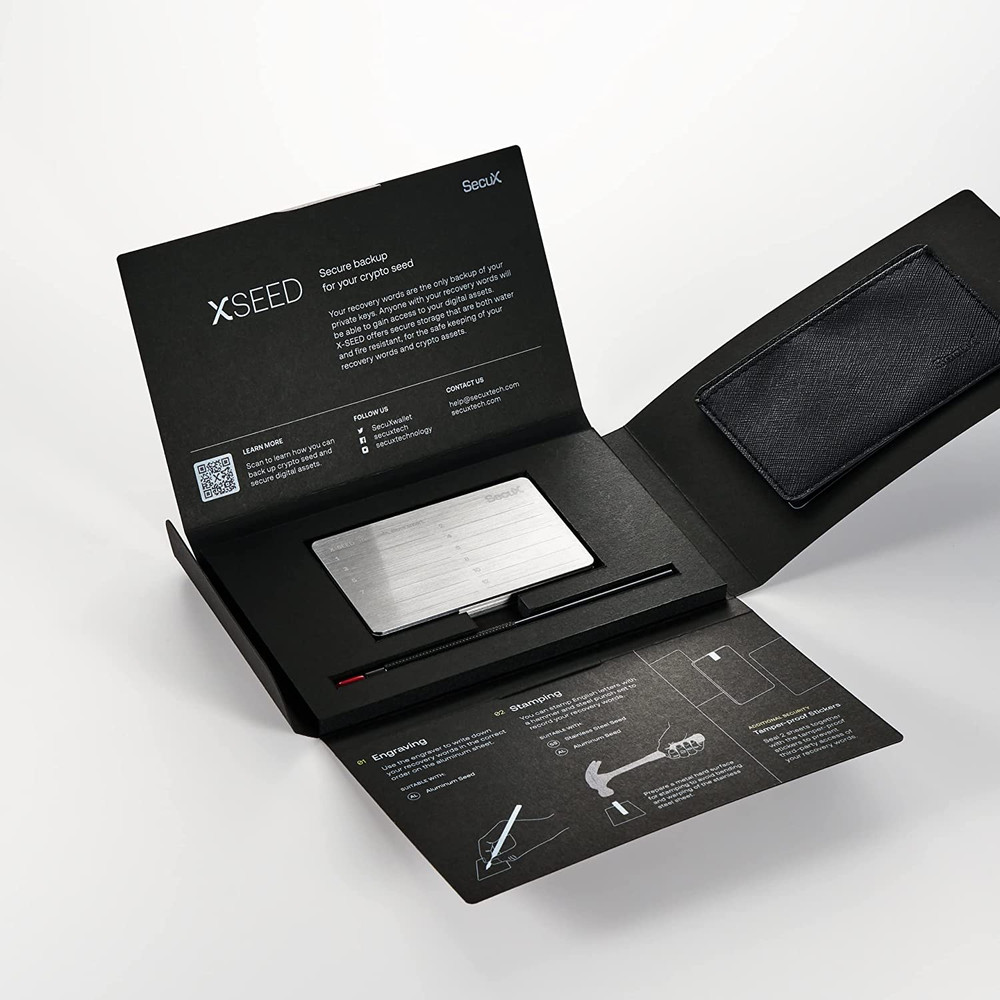 Secux – XSEED - Secure Bitcoin Wallet Crypto Seed Storage Steel Plate - Compatib