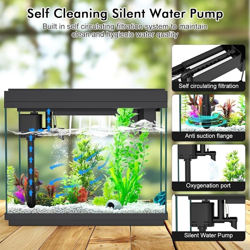 Smart Aquarium Fish Tank LED Light Humidifier Filter Temperature Display New