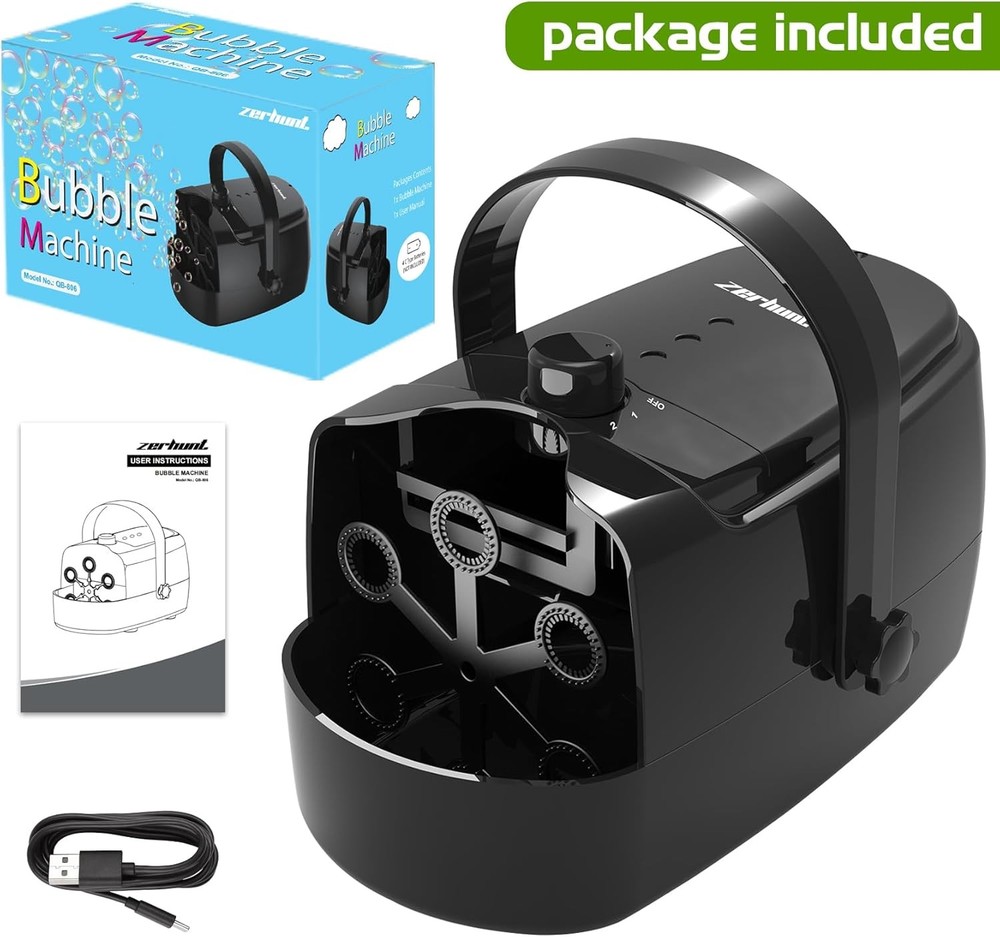 Bubble Machine Durable Automatic Blower, 18000+ Big Bubbles Per Black