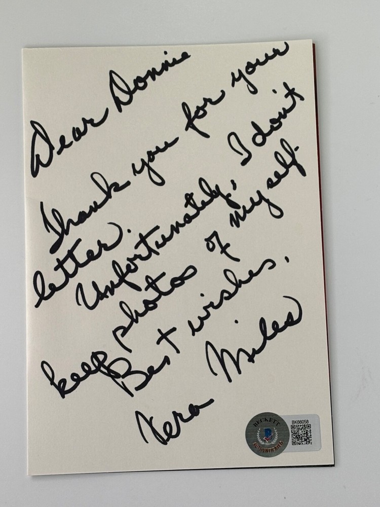 VERA MILES SIGNED LETTER AUTOGRAPH BECKETT AUTHENTICATED COA ACTRESS