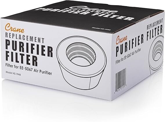 Crane Air Purifier True HEPA Replacement Filter for Model EE-5067 HS-1944, 1Pack