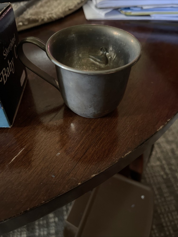 Vintage Silver Baby Cup Duck Embossed
