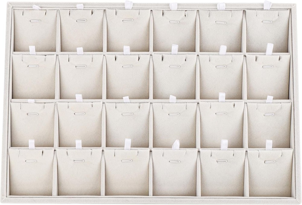 Velvet Jewelry Organizer Tray 24 Compartments Stackable & Removable