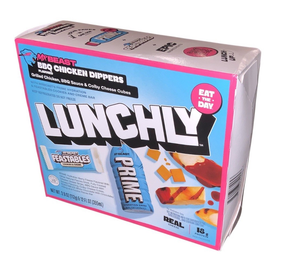 Mr Beast BBQ Chicken Dippers Lunchly Sealed Prime Hydration UNOPENED
