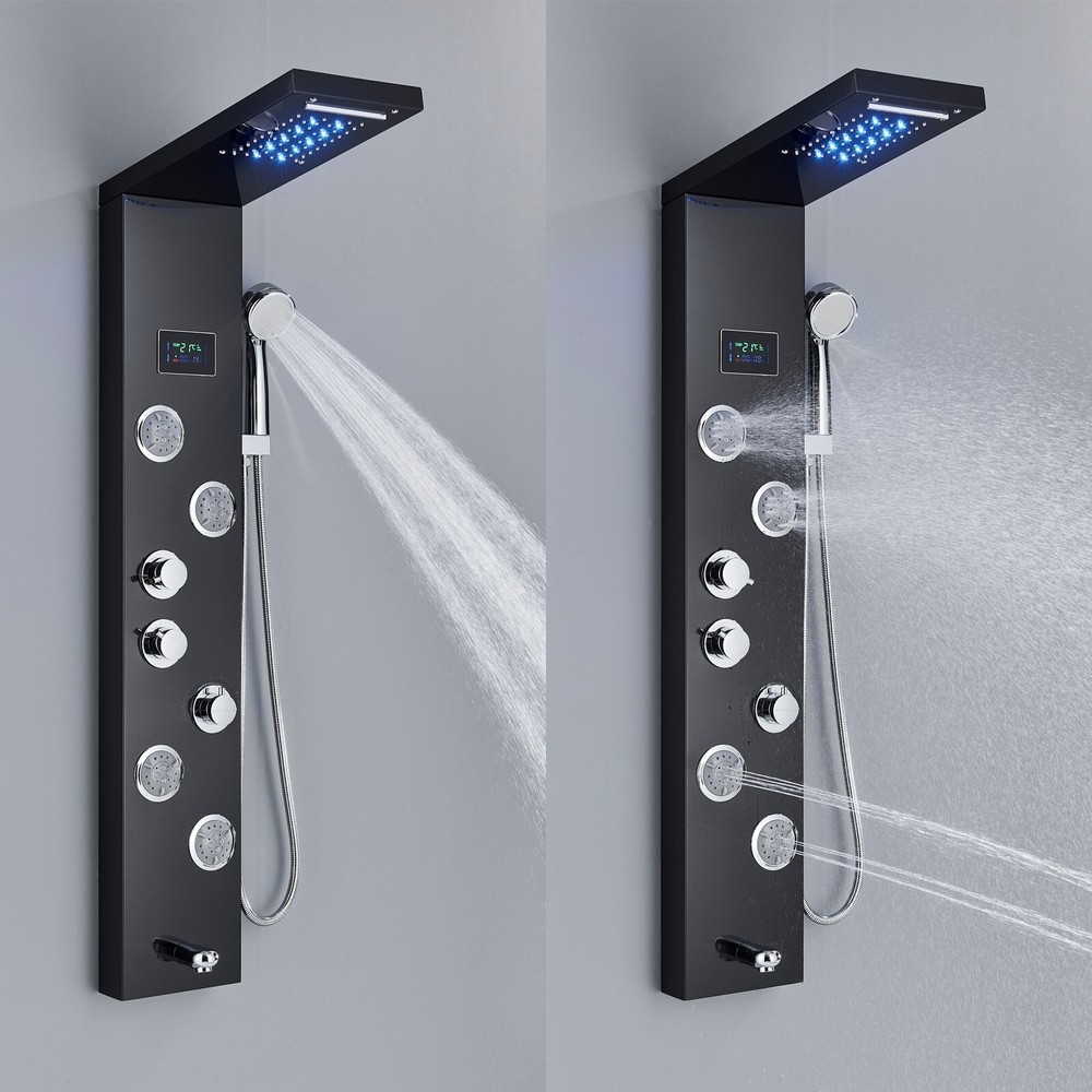 LED Shower Panel Tower System 5-Function Faucet Body Massage Oil Rubbed Bronze