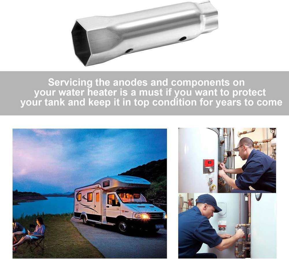 RV Water Heater Element Wrench, Dual Hex Wrench Removal Tool for Anode Rod,...