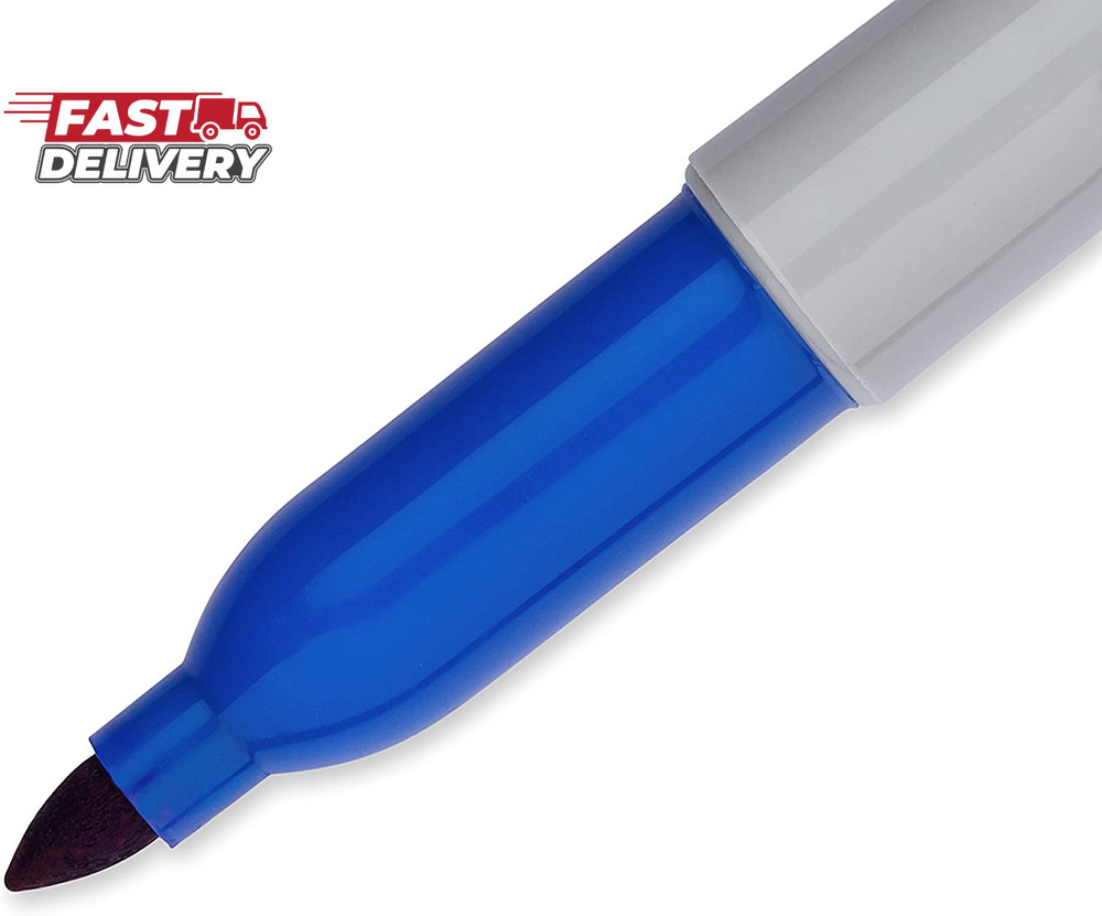 Sharpie Permanent Markers, Fine Point, Blue, 12 Count