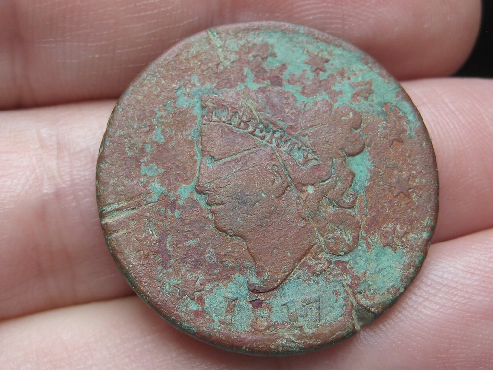 1817 Matron Head Large Cent Penny- 13 Stars- Shipwreck Effect