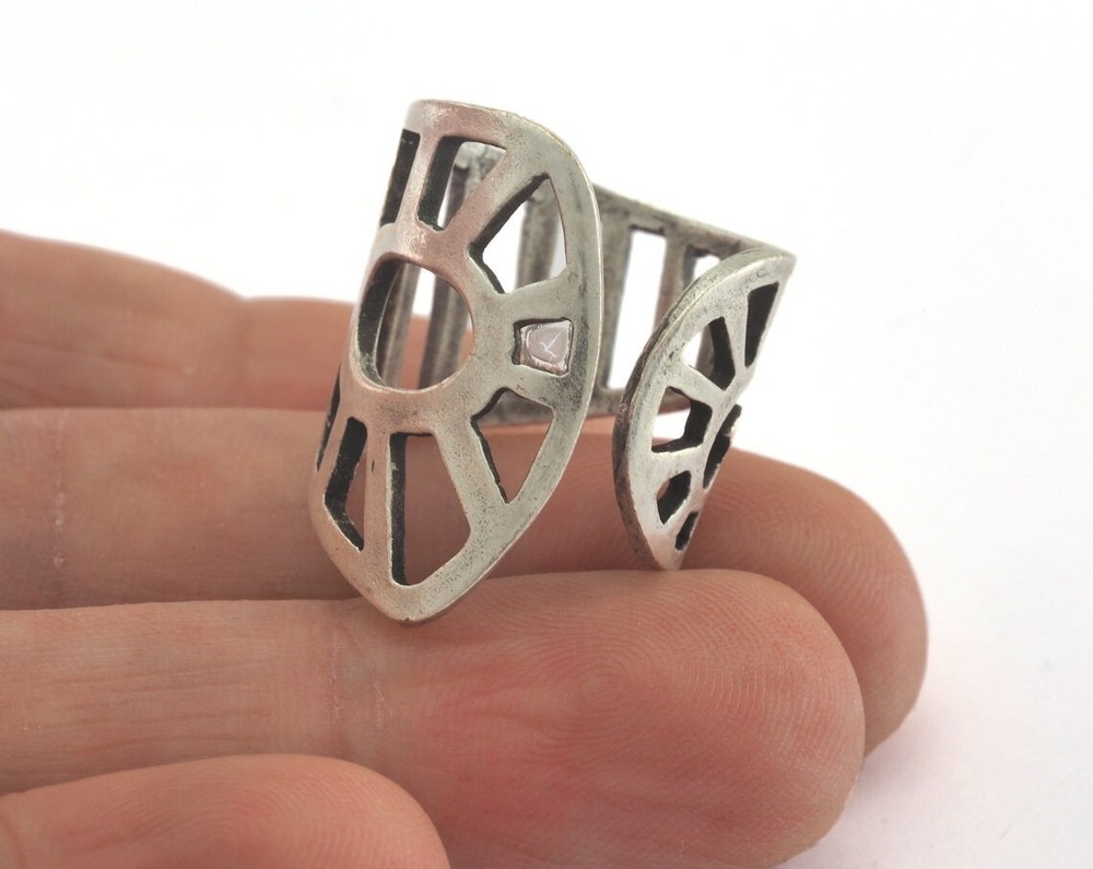 Ring Adjustable Ring Antique Silver Plated brass 18mm 7.5US inner size 2740