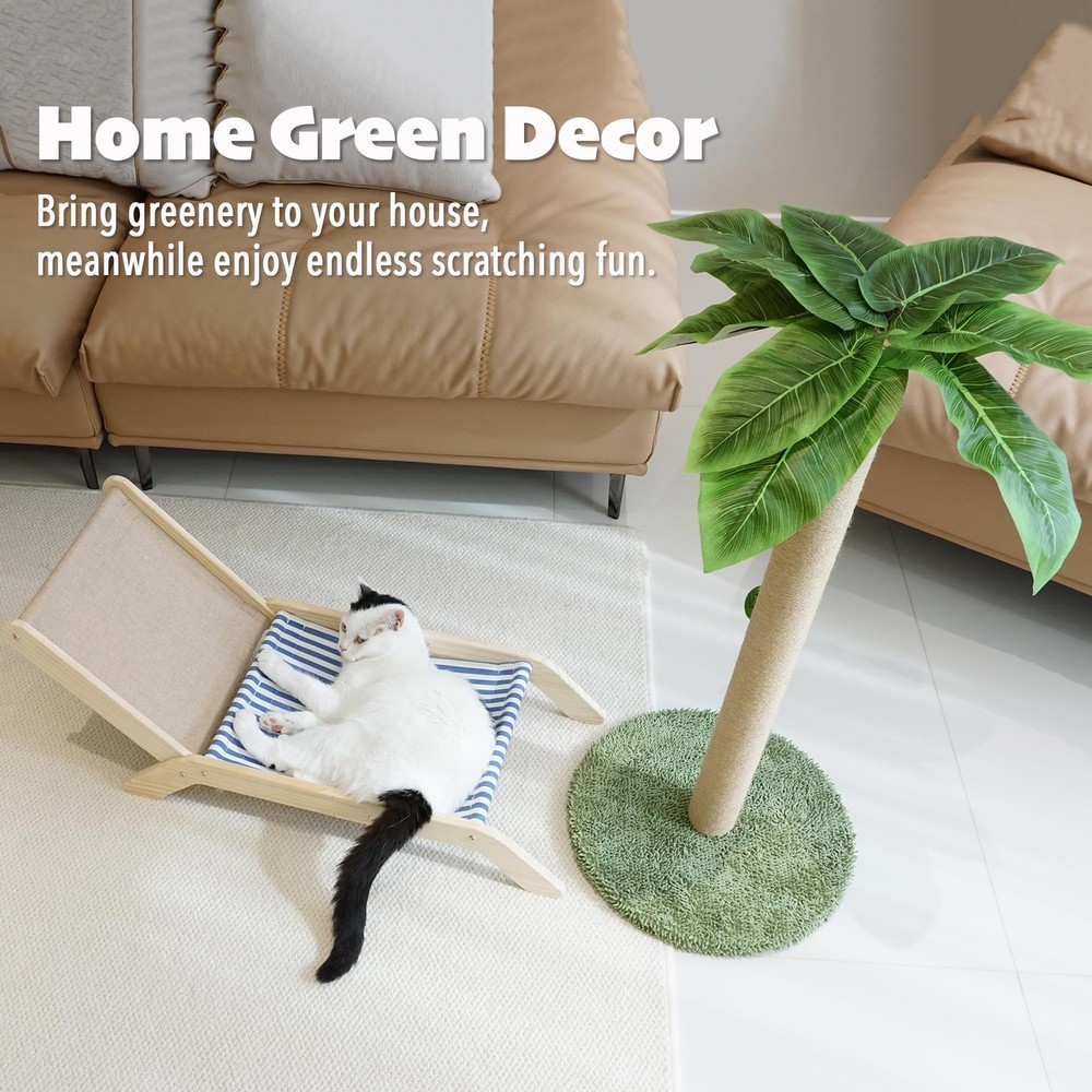 PETKARAY Cat Scratching Post, 36" Tall Palm Tree Green