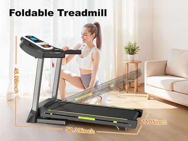 Multi-Functional LED Display Folding Treadmill With APP Tracking 4% Incline