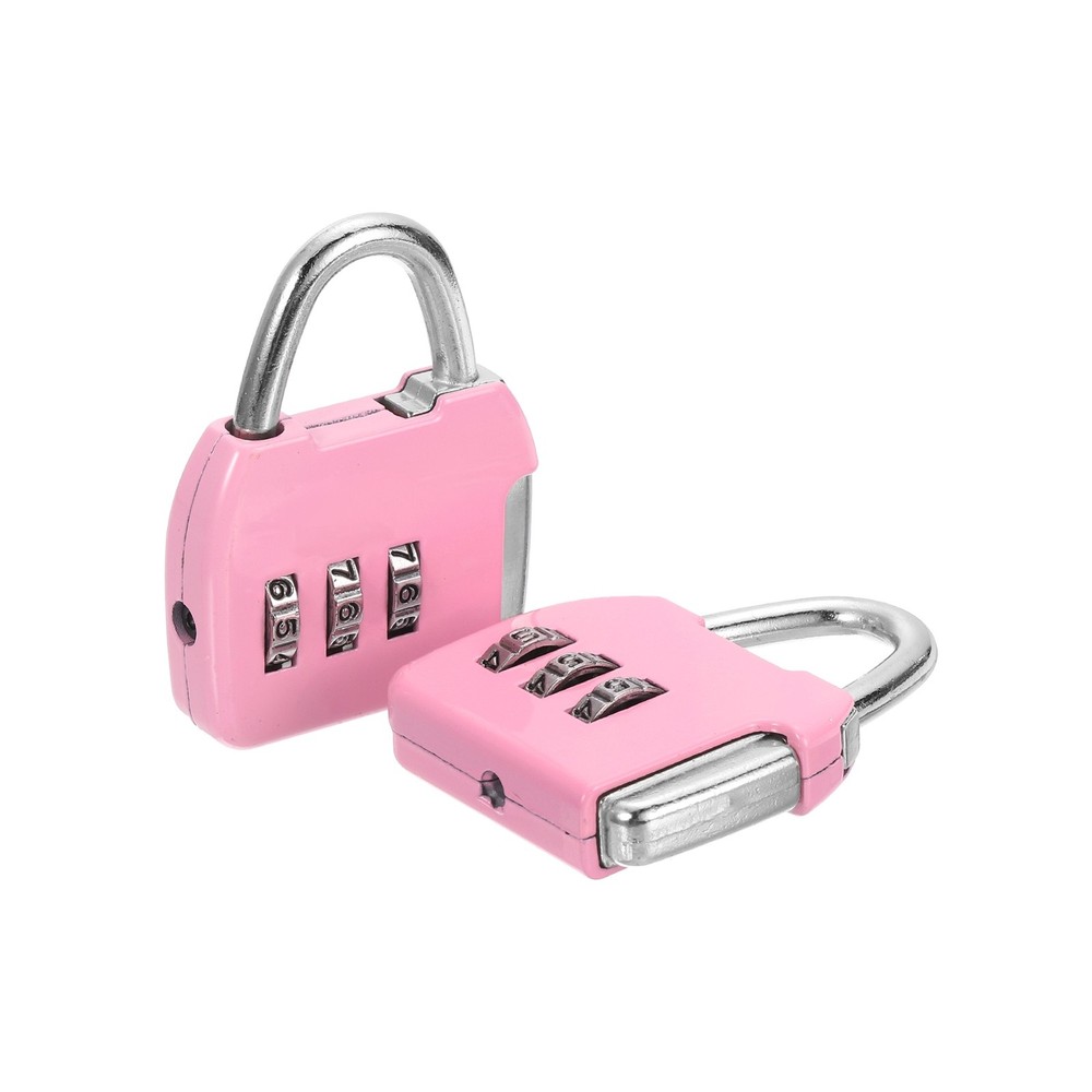 2Pcs Resettable 3 Digit Combination Lock Code Padlock, Pink (47 x 36mm)