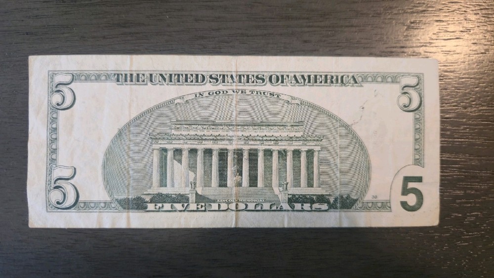 2003 $5 US Federal Reserve Note D sequential ending