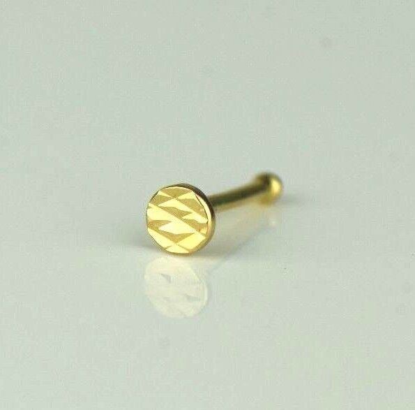 14k Yellow or White Gold Round Flat Nose Piercing Stud