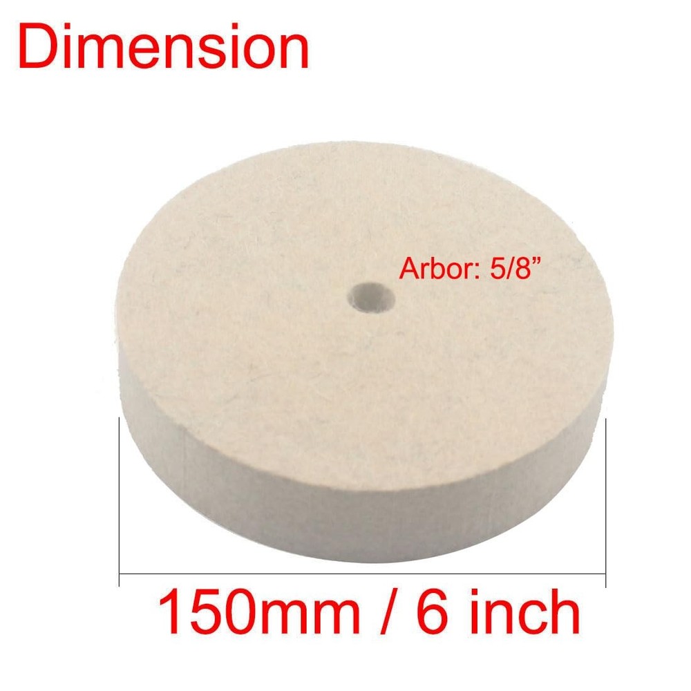 𝐉𝐔𝐍𝐋𝐈𝐗𝐍 6 Inch Hard Wool Buffing Wheel - 5/8 Arbor Hole Wool...