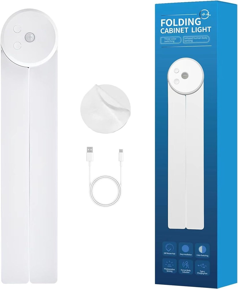 Under Cabinet Light Closet Light Wireless Foldable, 23.6" Motion Sensor Light