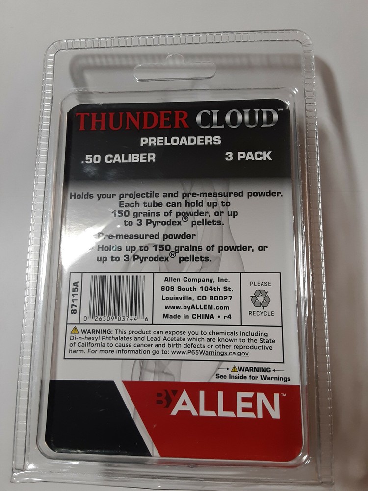 Thunder Cloud .50 Caliber Preloaders By Allen, 3 Pack!