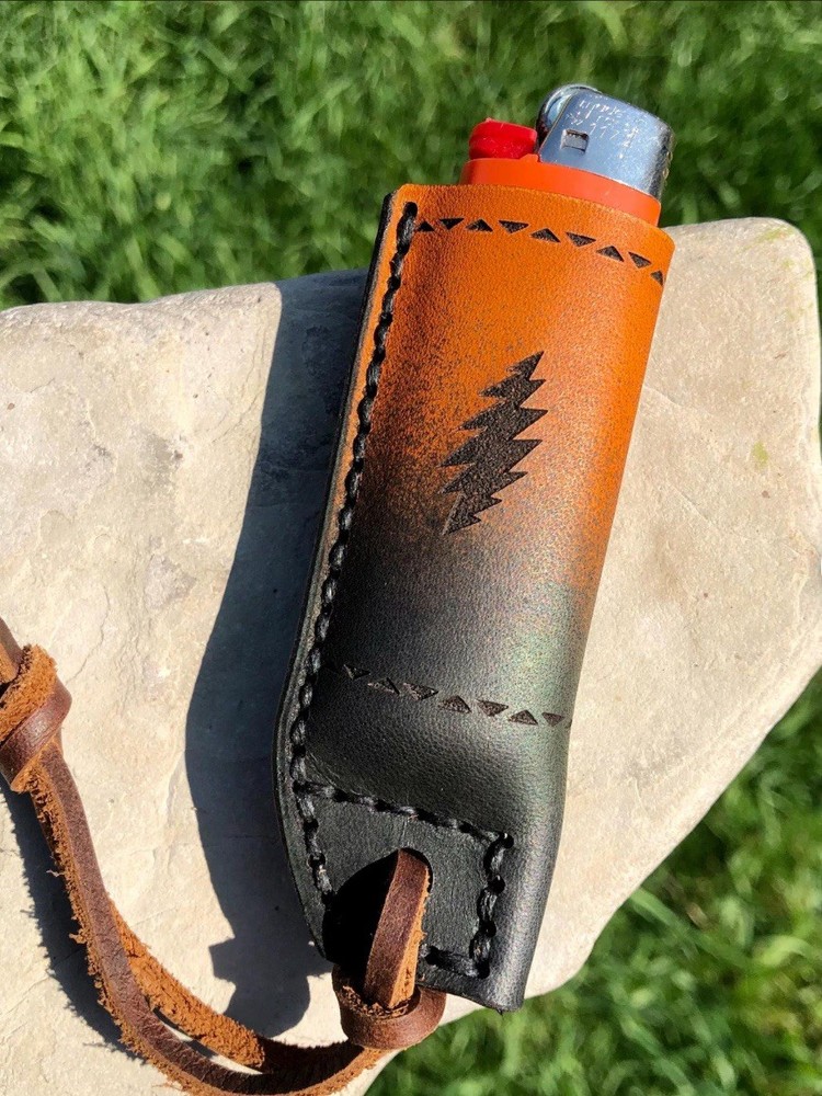 Grateful Dead Leather Lightning Bolt Lighter Holder