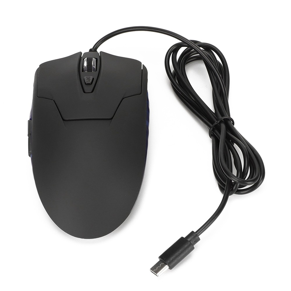 Wired Mouse Blue Backlit Type C Ergonomic Multimedia Keys Adjustable DPI Gaming