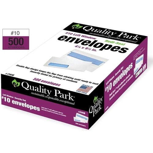 #10 Left Window Security Tinted Envelopes with a Self Seal Closure 500 per Box