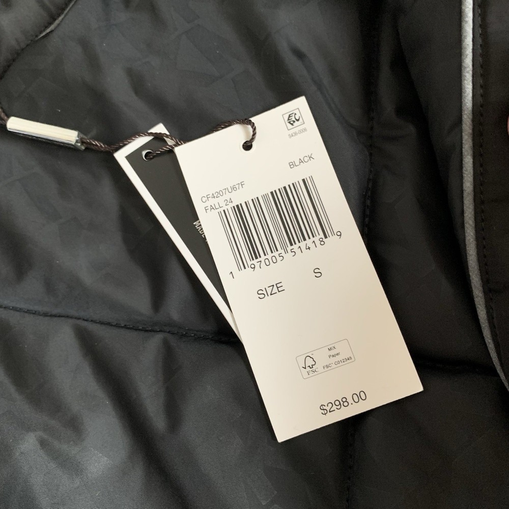 Michael Kors Men's Small Jacket Black Stand Collar Full Zip Front Pockets