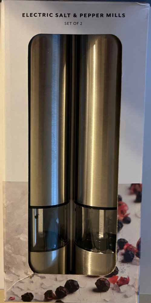Sur La Table Metallic Electric Mill Set - Adjustable Coarseness - Silver/Black