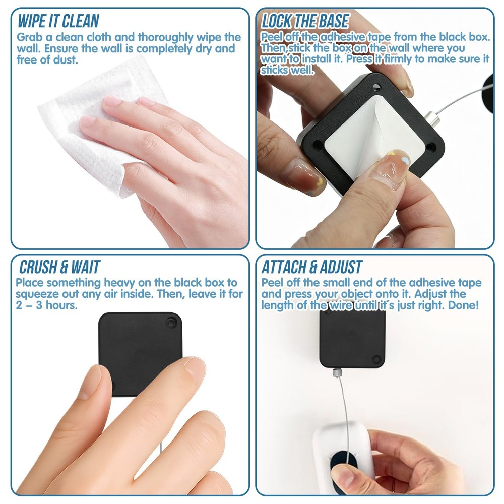 2Pcs Retractable Remote Control Tether, Leash Holder Kit