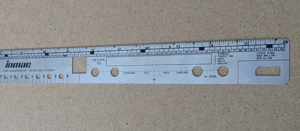 Vintage Inmac 18" Etched Data Processing Form Ruler Computer Layout Punch Cards