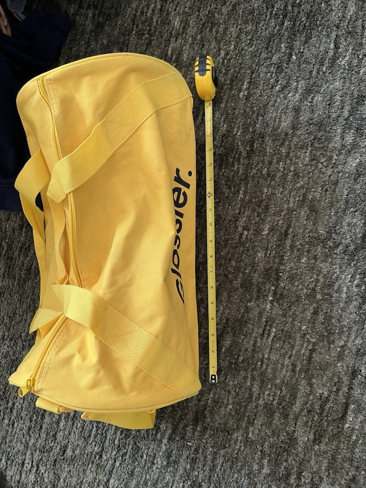 Glossier Yellow Medium Duffle Gym Bag Zip Closure Adjustable Strap Polyester