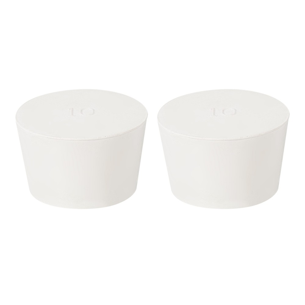 2Pcs Solid Rubber Stoppers, White 10# Tapered Lab Plugs, 52x43x32mm