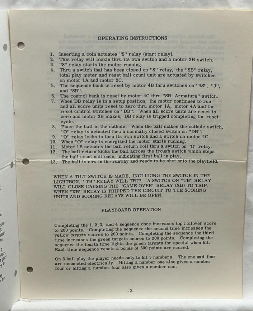 ORIGINAL-GOTTLIEB-4 SQUARE-INSTALLATION PROCEDURES AND OPERATION INSTRUCTIONS