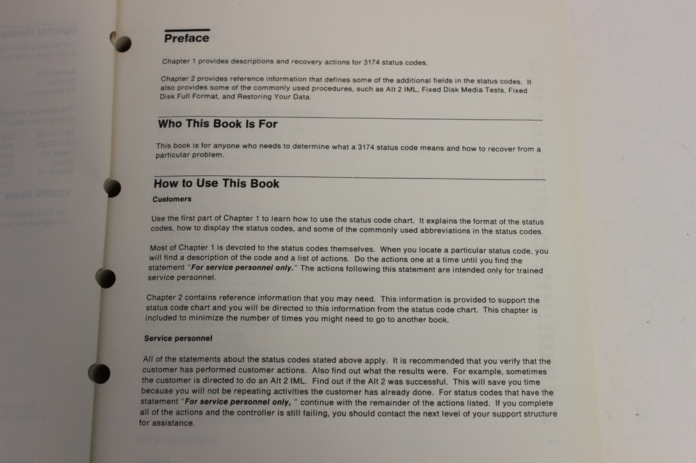 IBM 3174 ESTABLISHMENT CONTROLLER STATUS CODES USER'S GUIDE GA27-3825-05