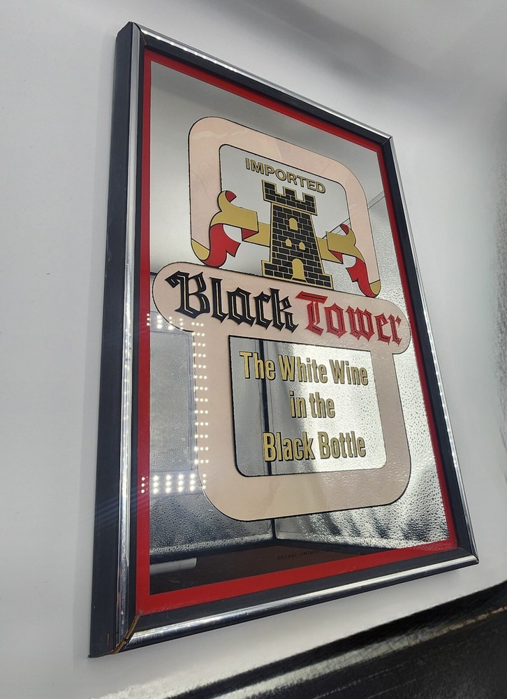 Vintage Black Tower Mirror Sign (Imported Wine)
